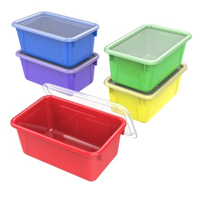 Storex Small Cubby Bins Plastic Storage Containers for Classroom with Non-Snap