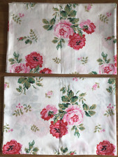 USED 2 Pillowcases Made W/ Cath Kidston Antique Rose Bouquet Cotton Percale
