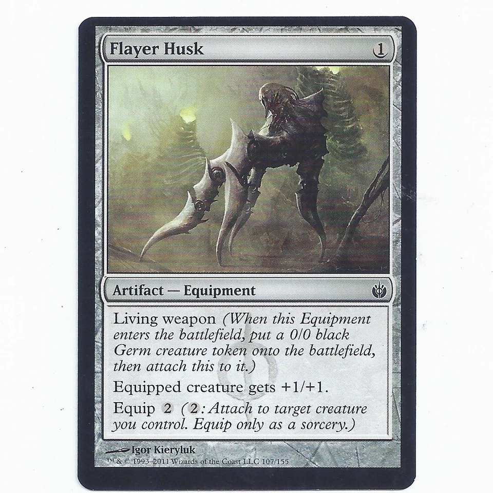 MTG Mirrodin Besieged MBS Flayer Husk 107/155 misprint off-center miscut Magic - Image 2 of 3