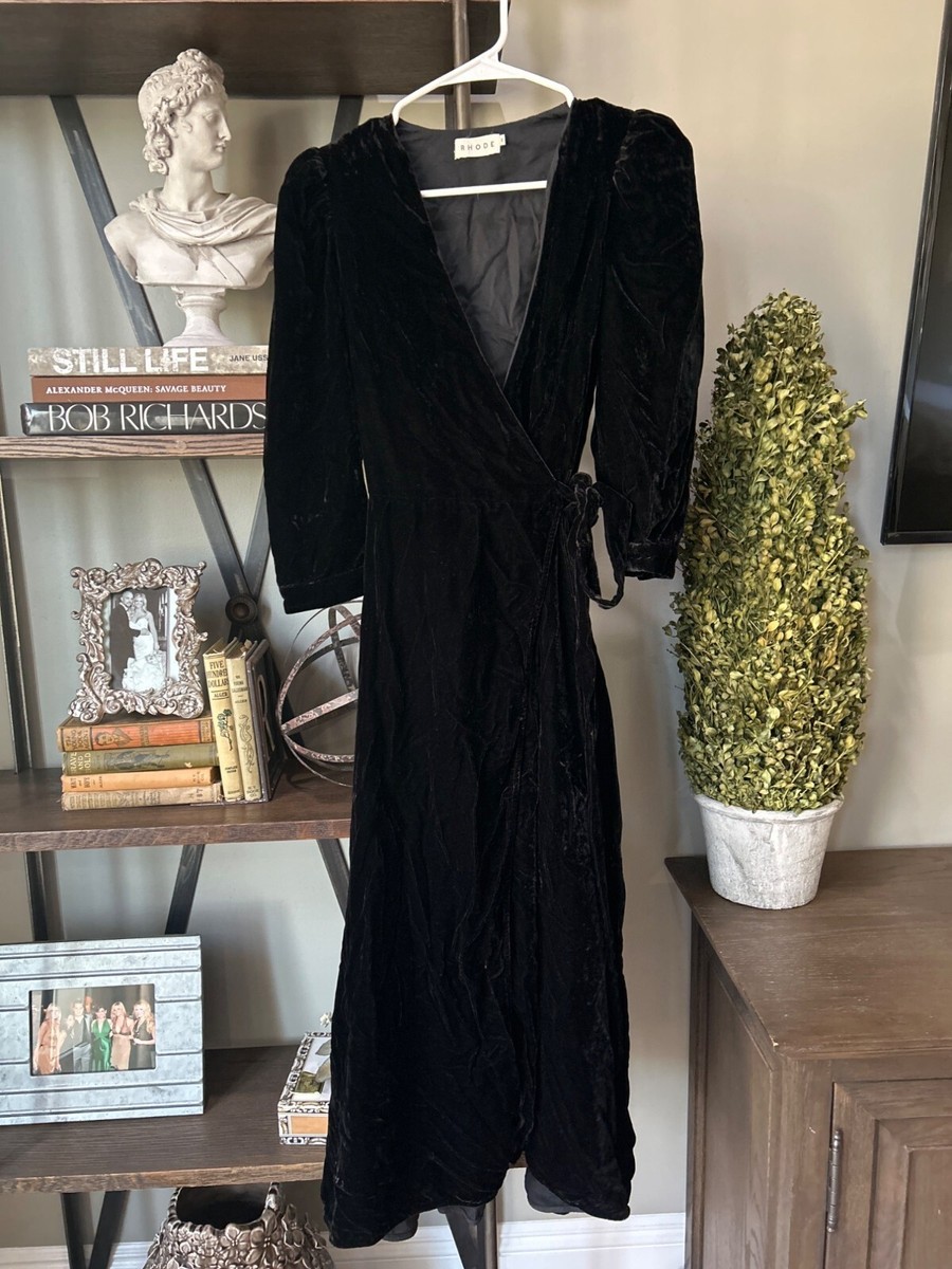 rhode black velvet dress Lainey Midi Wrap Womens Size XS This Classic Mini Dress gmc-exclude Rhode ella dress Style:Cardigan Black Lace Short Prom