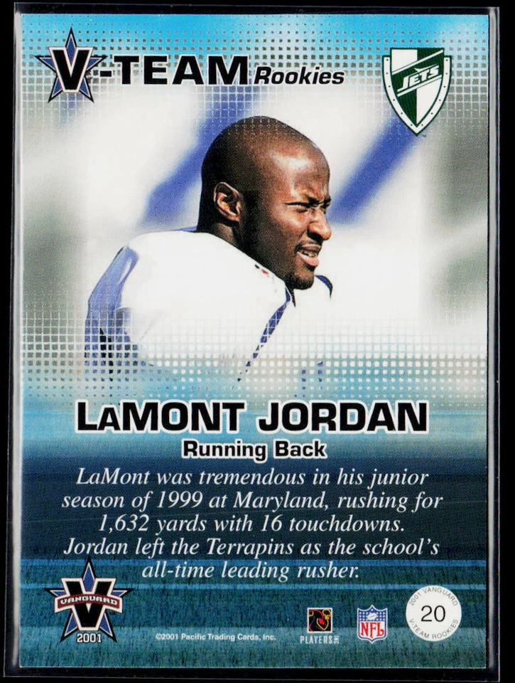 2001 Pacific Vanguard #20 LaMont Jordan V-Team Rookies #/999 - Image 2 of 2