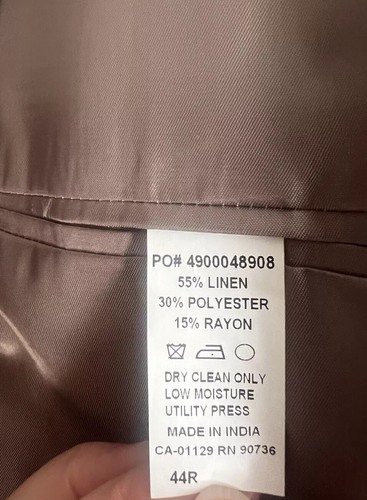 Calvin Klein Blazer Jacket Linen Blend Brown Men’s Size 44 NWT Career - Picture 6 of 8
