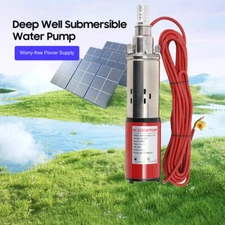 DC 12V Solar Submersible Pump, Deep Well Water Pump Stainless Steel 1500L/H 200W