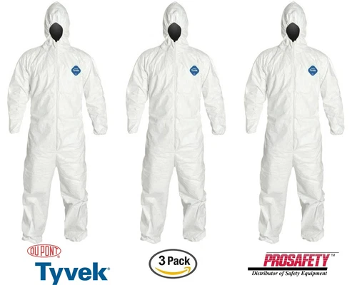 3- Dupont Tyvek TY127S Disposable Chemical Painting Safety Coveralls Bunny Suits - product listing photo