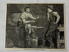 1887 magazine engraving ~ INVENTOR OF THE IMPROVED HAMMER