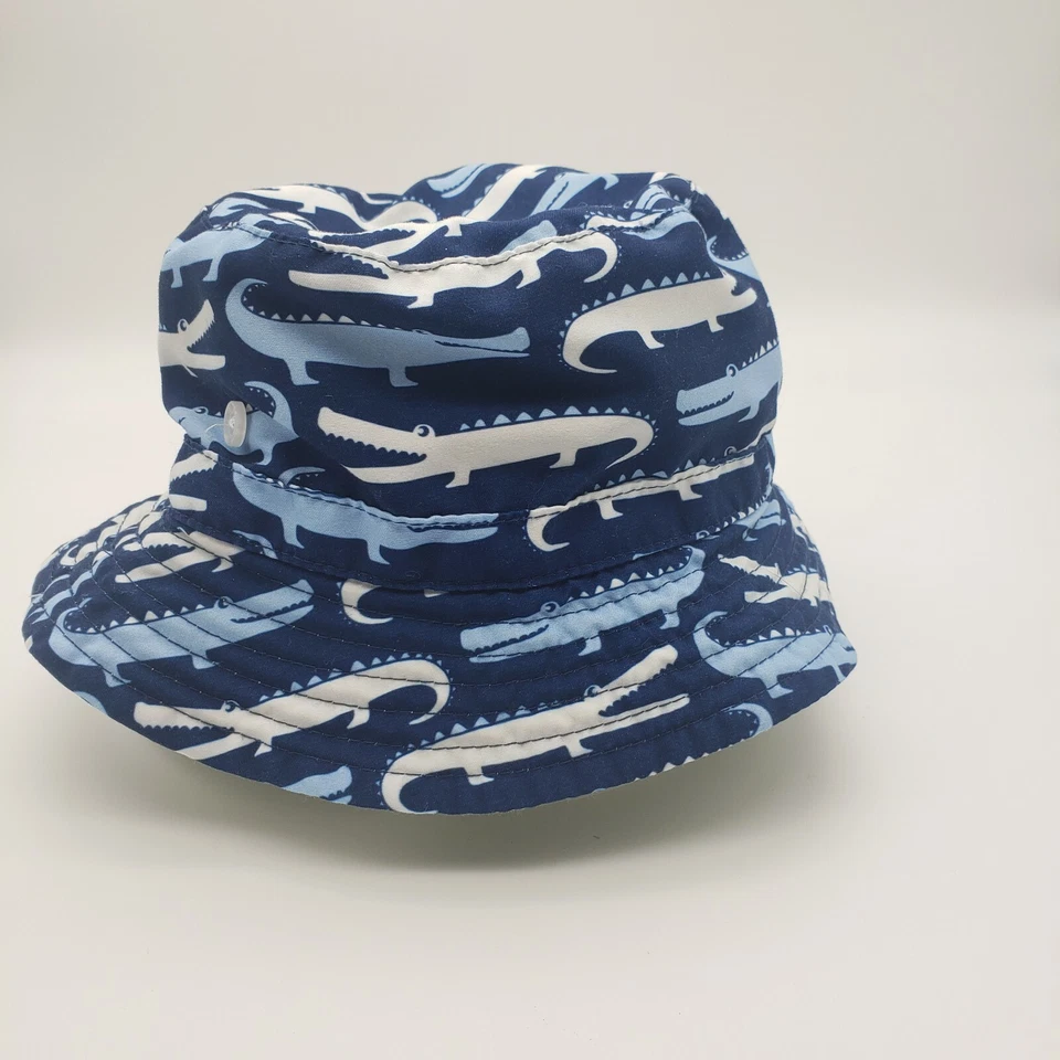 Mud Pie hat 0-18 month Sun Hat strap Cotton Poly blend Blue & white Alligators - Image 4 of 4