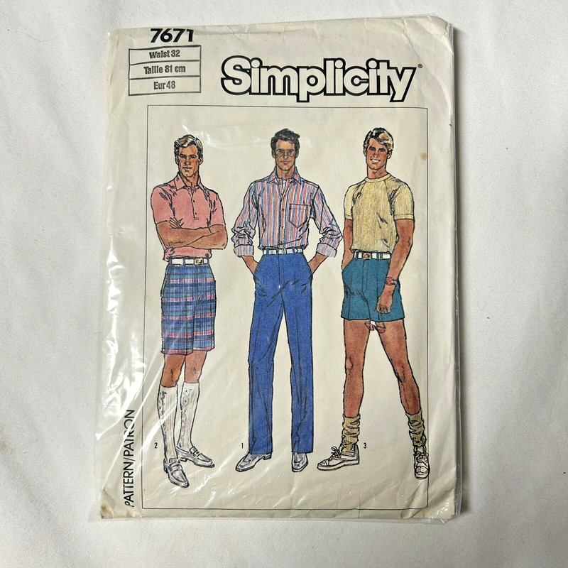 Vintage Simplicity Pattern 7671 Men's Shorts And Pants In Two Lengths Waist 32"