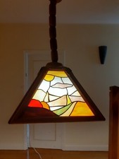 Luminaire vintage abat-jour vitrail verre design années 1970  Style Art Déco