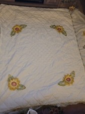 60x90 Sunflower Quilt with 3d flowers and butterflies