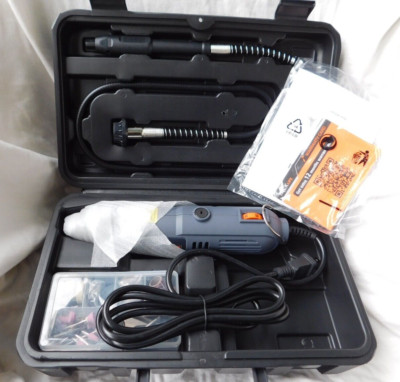 New TACKLIFE Rotary CRAFT Tool Kit w/Flex shaft +59 Accessories+Case WOODWORKING
