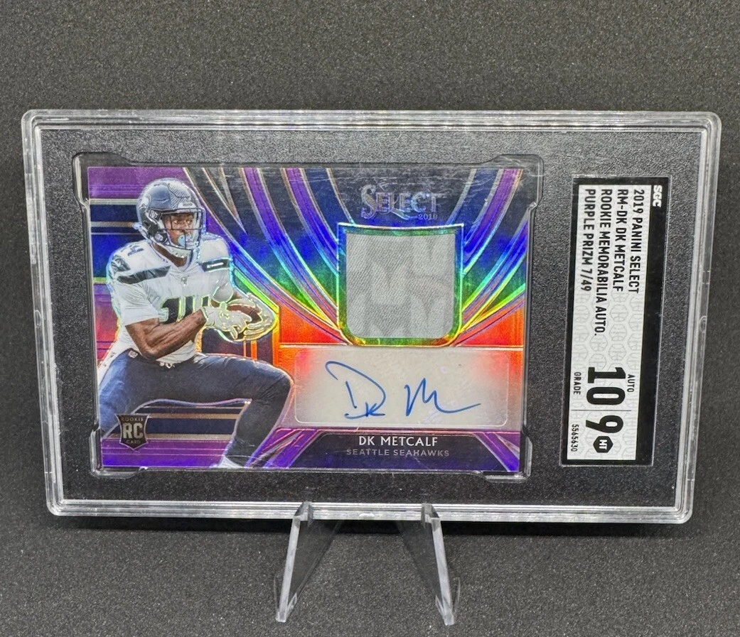 DK Metcalf Panini Select Rookie Signature Memorabilia Prizm #RMDK Purple