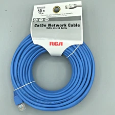 RCA 50-Ft Blue Cat5/Cat5e Ethernet Network Cable TPH533B Durable New