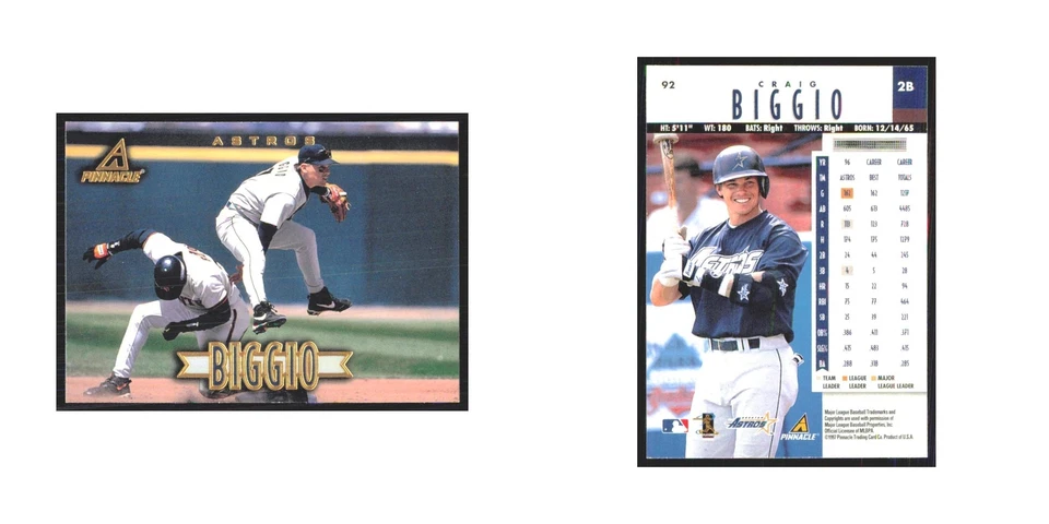 1997 Pinnacle Craig Biggio Astros #92 - Image 3 of 3