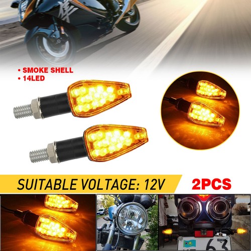 Motorcycle 14LED 2x Turn Signals Indicator Blinker Lights Smoke Amber For Suzuki - 第 1/13 張圖片
