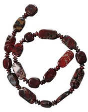 Dark Red Poppy Jasper Mixed 15" Str of Squares Rectangles Rondelles