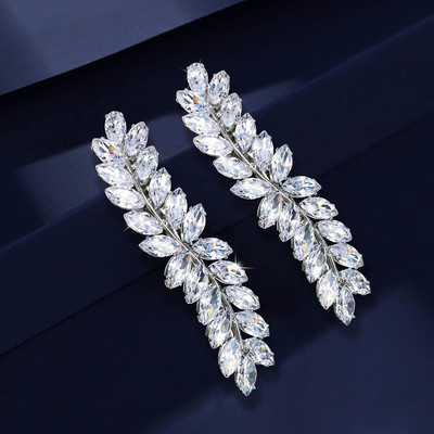 2PCS Crystal Hair Barrettes for Women, Rhinestone Hair Clips Leaf French Barrett