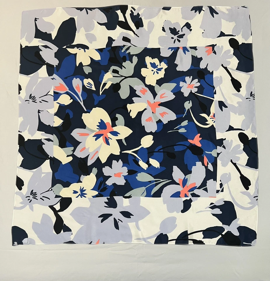 Envoltura de bufanda floral cuadrada 100 % seda halógena para mujer 38" x 38" Foto 2 de 4