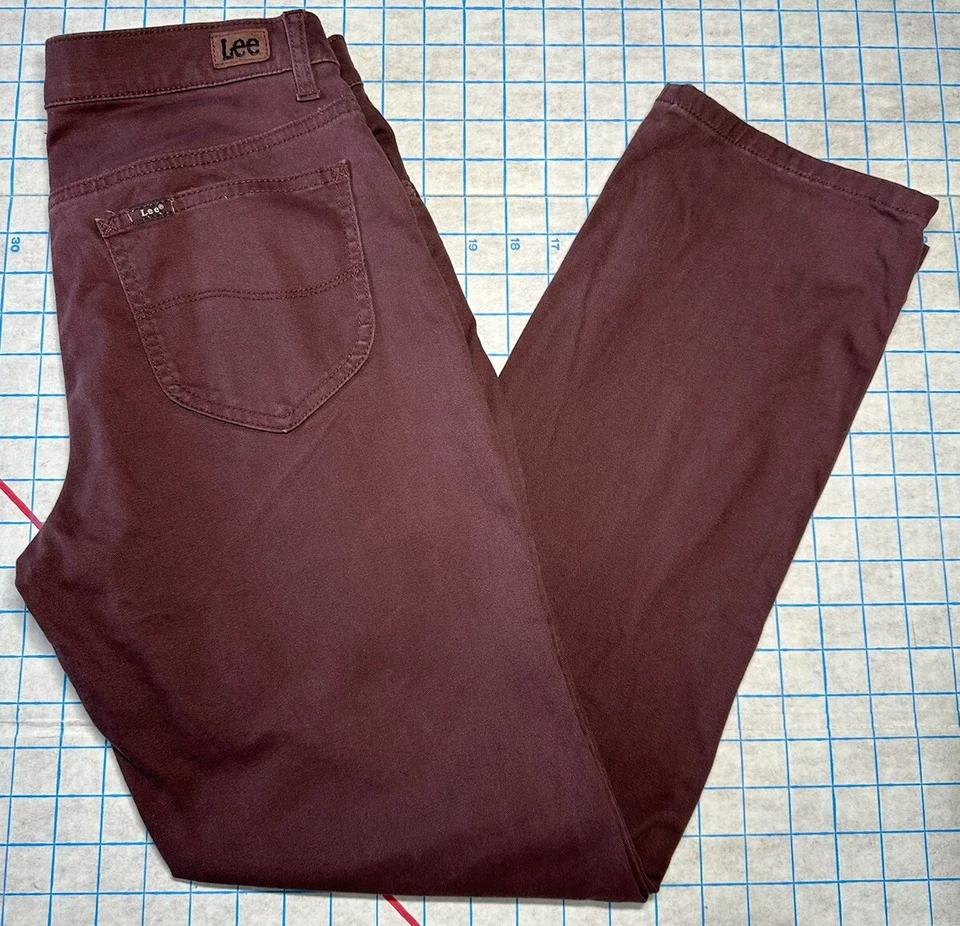 Pantalones de mezclilla Lee Riders para mujer talla 6 rojo borgoña relajados pierna recta tiro medio Foto 2 de 4