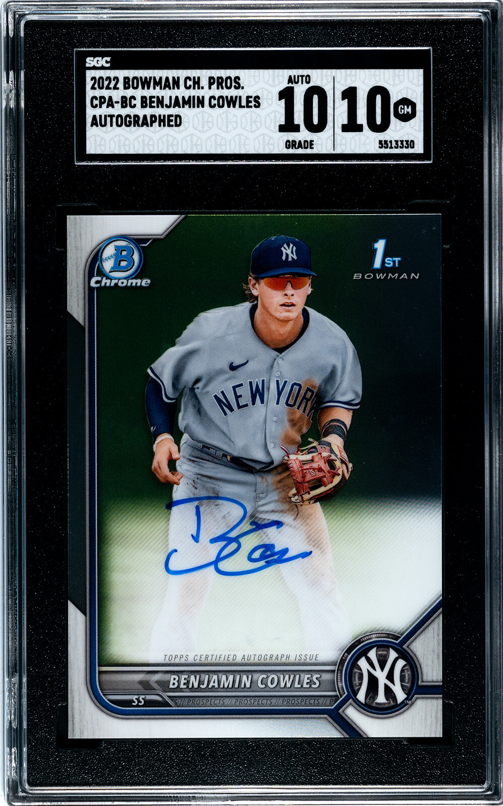 BENJAMIN COWLES 2022 Bowman Chrome CPA-BC Auto 10 SGC 10 NEW YORK YANKEES