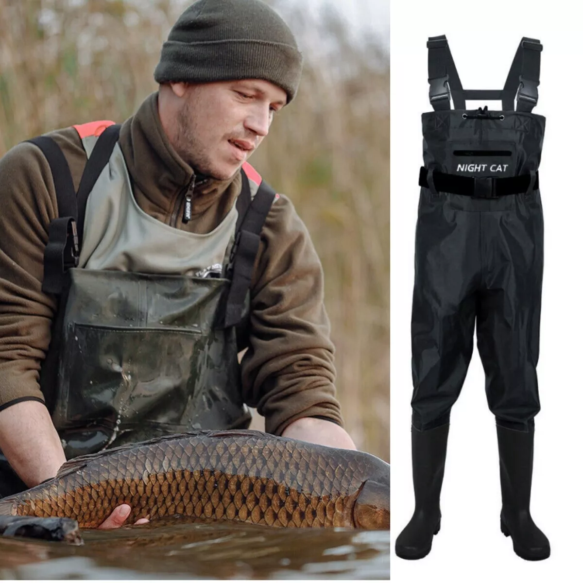 Fishing Chest Waders Nylon/PVC Lightweight Waders with Boots for