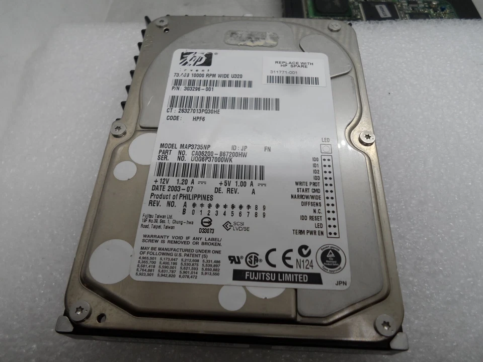 HP 73Gb 68Pin SCSI 10K U320 Hard Drive 311771-001 303296-001 HPF6 MAP3735NP - Image 4 of 4