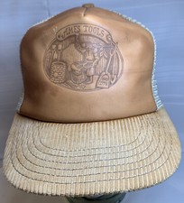 Ames Tool Leather Front SnapBack Trucker Hat USA Made By Paramount Cap Mfg Co