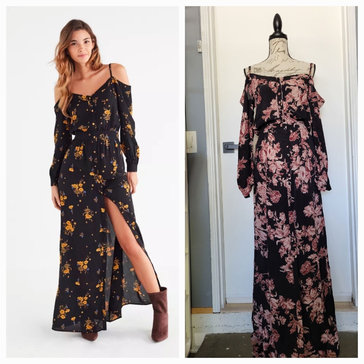 NWOT Flynn Skye Urban Outfitters Cold Shoulder Whimsigoth Floral Maxi Dress  S