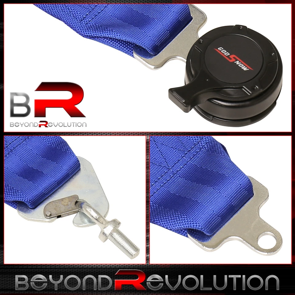 3" Blue Nylon 5 Point Camlock Harness Safety Seat Belt Strap Quick Snap Eye Bolt Foto 2 de 3