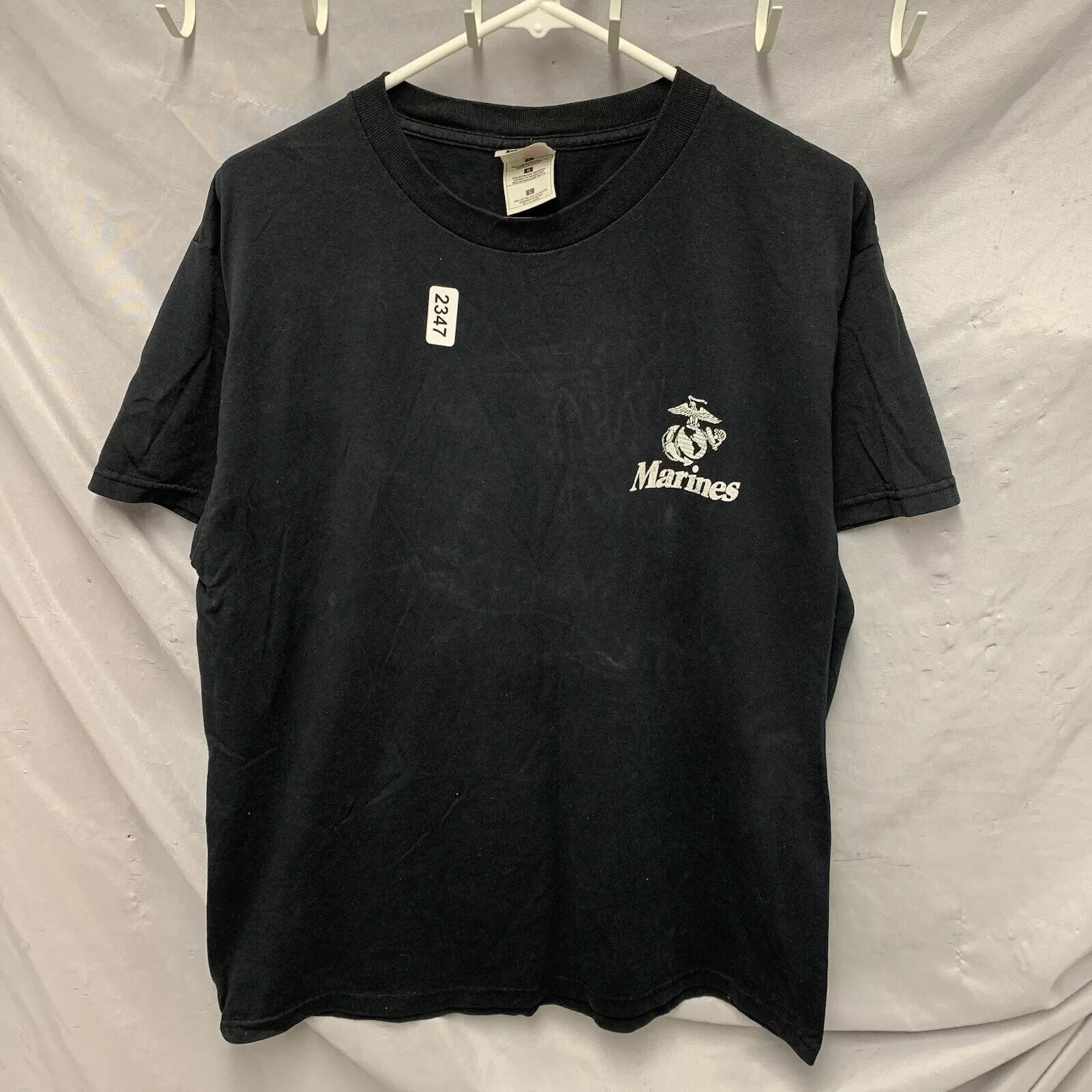 Vintage Marines Shirt Adult Large Black Short Sleeve Graphic Print Y2K Men’s
