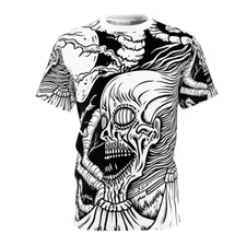 All Over Print Halloween Horror Art T Shirt Zombie Scary Creepy Goth Skulls Emo