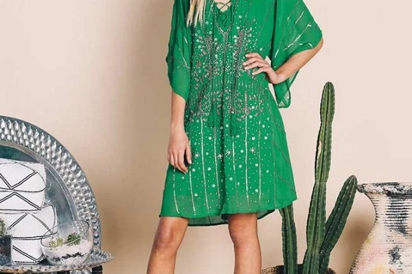 RUBY YAYA globetrotter emerald beaded dress | eBay