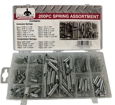 200pc Goliath Industrial Spring Assortment Set Zinc Plated Steel  ~ SA200