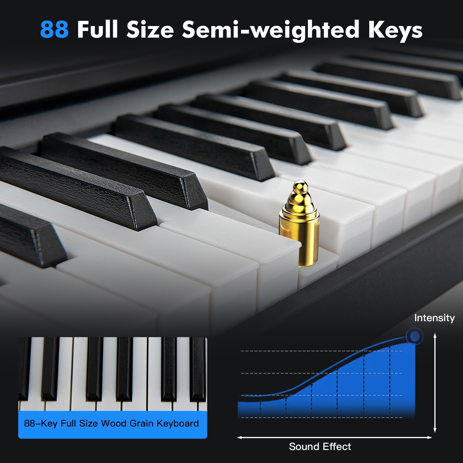 88Key Electronic Keyboard Portable SemiWeighted Full Size Home
