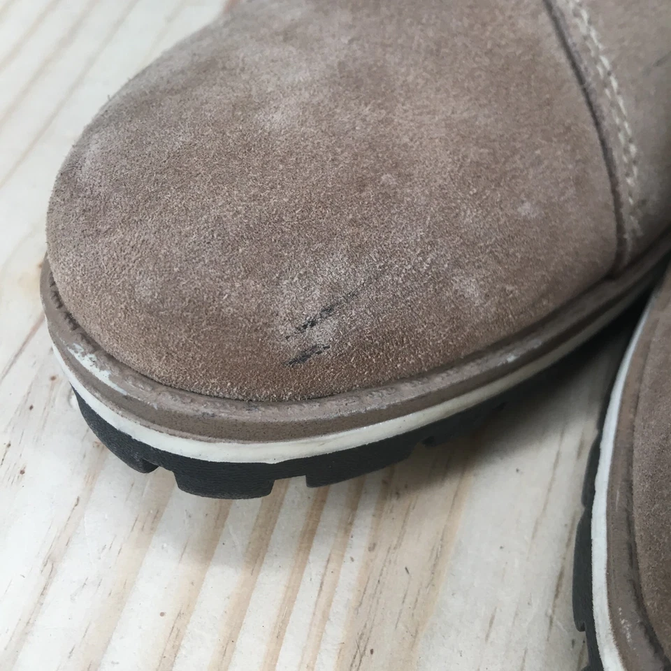 Anne Klein Boots Womens 11 M Langstyn Shearling Beige Leather Lace Up Ankle Top - Image 3 of 4