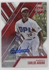 2017 Panini Elite Extra Edition Status Red Die-Cut 24/35 CARLOS AGUIAR Auto 0b5