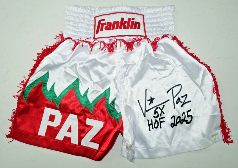 Vinny "Paz" Pazienza HOF 2025 Autographed Boxing Trunks ASI Proof