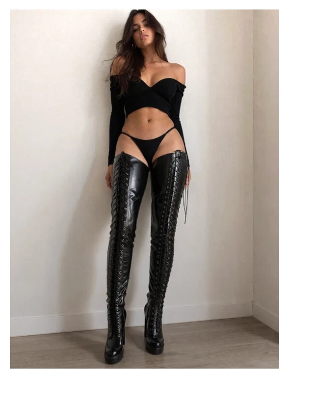 Alexander McQueen — Alexander McQueen McQ Groin Height Leather Lace up Boots 31 Eye 40/10