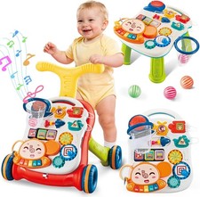 AuntyFey Red 3 in 1 Sit to Stand Baby Walker