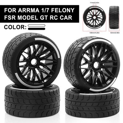 17mm Front Rear Wheel Rim/Tire Tyre for Arrma 1/7 Felony FSR Model GT RC Car