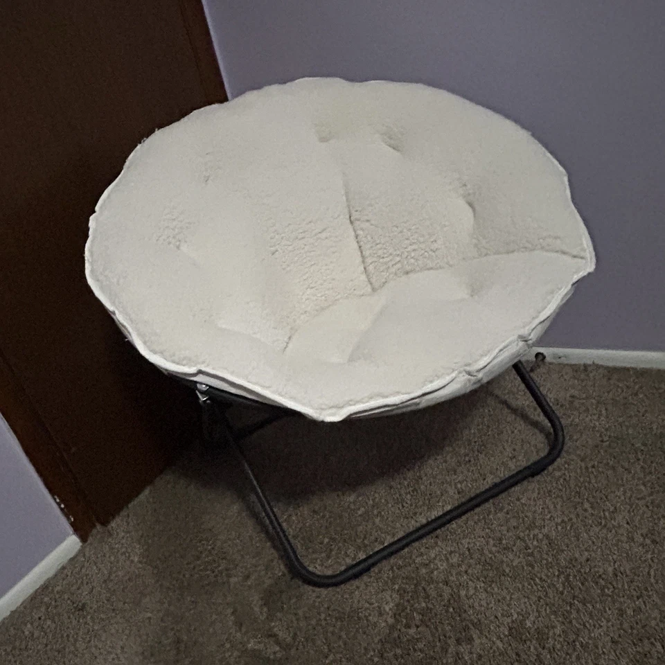 Cadeira Sherpa de pelúcia branca e aconchegante para crianças e adultos - Imagem 2 de 4