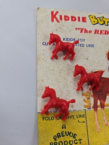 Vintage Kiddie Button Kutout Children's Novelty Buttons Red Stallion Horse New - Picture 2 of 5