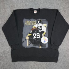 Vintage Pittsburgh Steelers Sweatshirt Mens XL Black NFL Football Nutmeg USA 90s