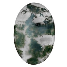 Natural Green Moss Agate 34.1x27.6x5 mm Oval Shape Polished Gemstone LS02043-31