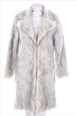 SECONDHAND Mantel Kustpelz Fake Fur M weiß
