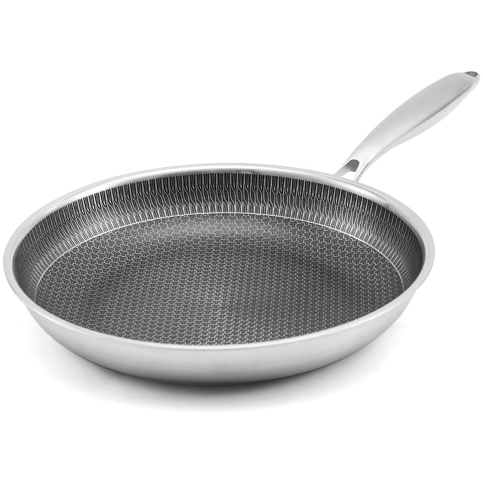 11 Inch Stainless Steel Frying Pan, 3-Ply 18/10 Honeycomb Physical Nonstick S...