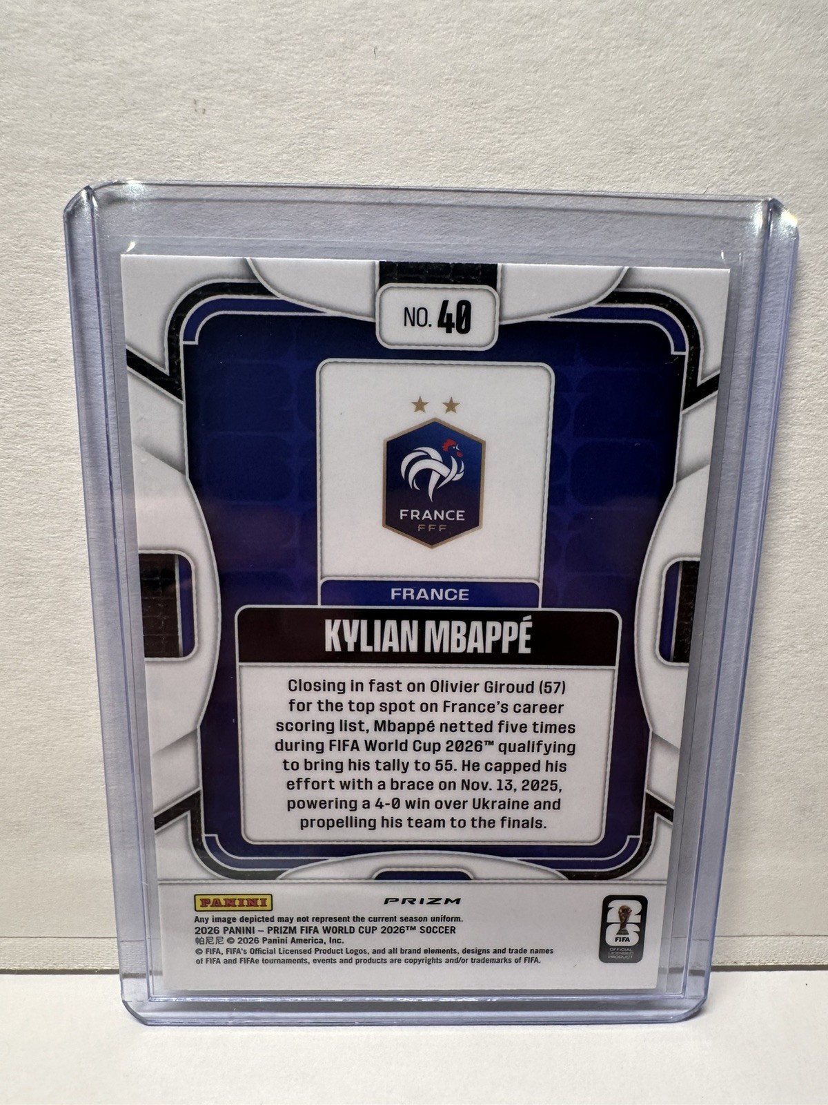Kylian Mbappe 2026 Panini Prizm FIFA World Cup Silver Wave Prizm #40 France view 3