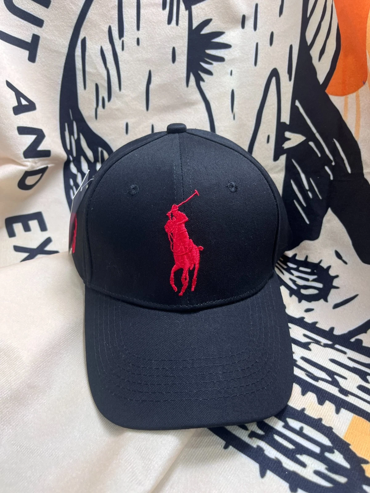 POLO #3 Red Logo Men's Casual Black Baseball cap Adjustable