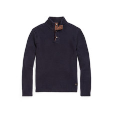  298 Polo Ralph Lauren Men's SZ XL Navy Blue Washable Wool Suede Mock Sweater
