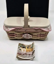 Longaberger 2000 Horizon Of Hope Whitewashed Protector Liner Lid & Tie-On