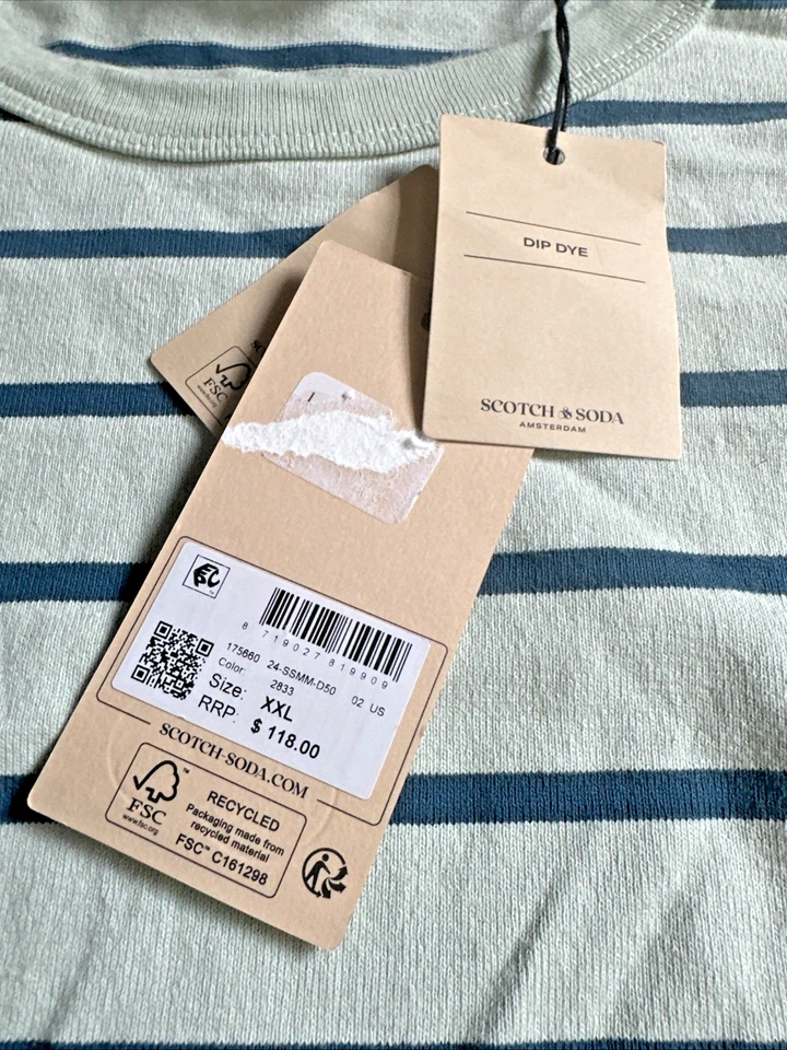 Camisa Scotch & Soda Hombre 100% Algodón Tinte Rayas Manga Larga XXL Foto 4 de 4